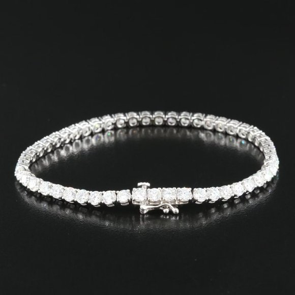14k White Gold 7 CTW Diamond Tennis Bracelet - Picture 6 of 8